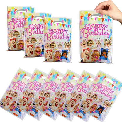 Pink Roblox Balloons Happy Birthday Banner Party Decoration Hot Robot Game Cake Topper Disposable Tableware Kids Girl Background
