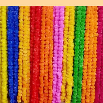 2 Pcs Marigold Flower Garland with бо Flowers for Diwali Mexican Dia de los Muertos DIY Wreath Day of The Dead Decor Party