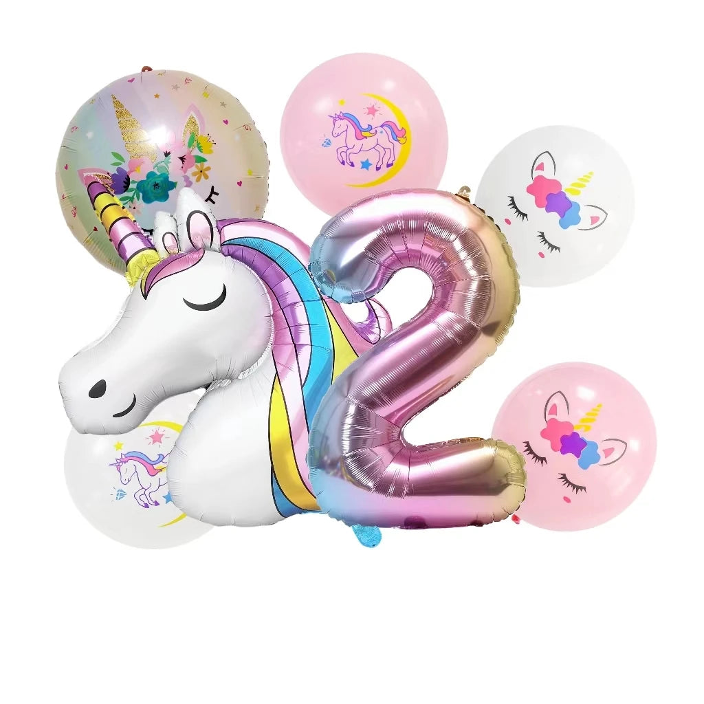 Unicorn Party Balloons Number Foil Balloons 1 2 3 4 Years Unicorn Birthday Party Decoration Rainbow Unicorn Balloons Baby Shower