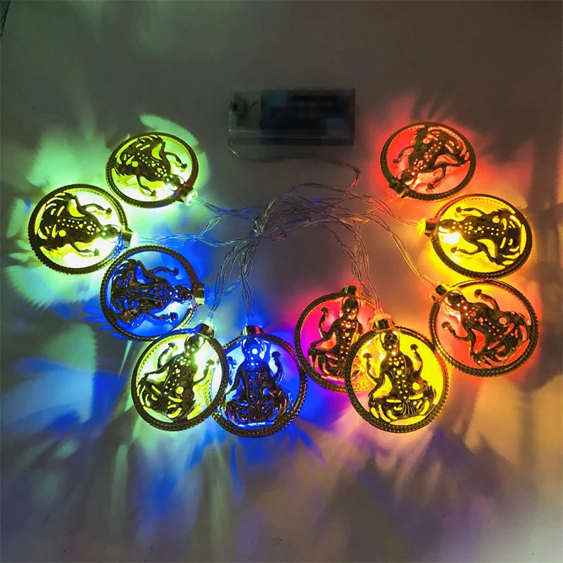 Mini LED String Light Gold AUM OM Lakshmi Ganesha String Light for Deepavali Diwali Party Decoration Festival Golden String Lamp