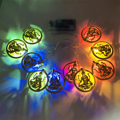 Mini LED String Light Gold AUM OM Lakshmi Ganesha String Light for Deepavali Diwali Party Decoration Festival Golden String Lamp