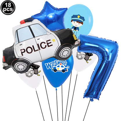 5th Birthday Police Party Blue Car Helicopter Foil Balloons for Boys Baby Shower Police Birthday Party Decoration