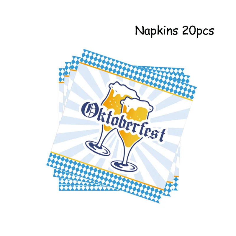 Oktoberfest Theme Party Carnival Decor Disposable Tableware Paper Plates Cup Balloons Fireworks Gun Toys Birthday Party Supplies