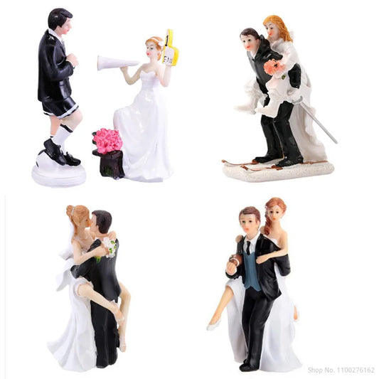 Cake Toppers Dolls Bride and Groom Figurines Funny Wedding Cake Toppers Stand Topper Decoration Supplies Marry Figurine