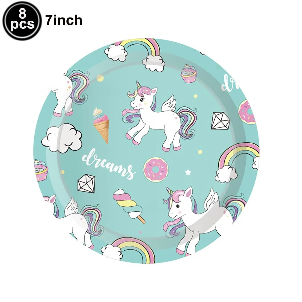 Unicorn Party Decoration Happy Birthday Banner Girl Unicorn Paper Mask Macaron Balloon Rainbow Unicorn Party Best Choice
