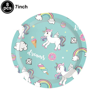 Unicorn Party Decoration Happy Birthday Banner Girl Unicorn Paper Mask Macaron Balloon Rainbow Unicorn Party Best Choice