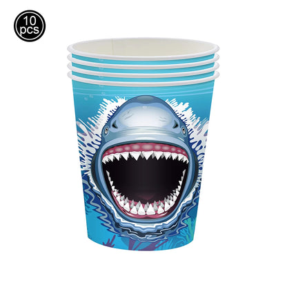 Shark Party Supplies Shark Birthday Tableware Shark Baby Shower Paper Cups Plates Napkins Ocean Shark Theme Party Decorations