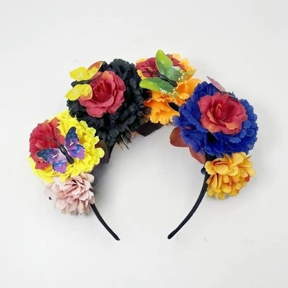 Mexican headband simulation butterfly Dia de los muertos headband for the Day of the Dead makeup dance party headband