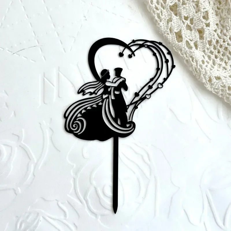 MR MRS Cake Topper Acrylic Black Wedding Cake Topper Decorations Mariage Baking Tools Party Supplies