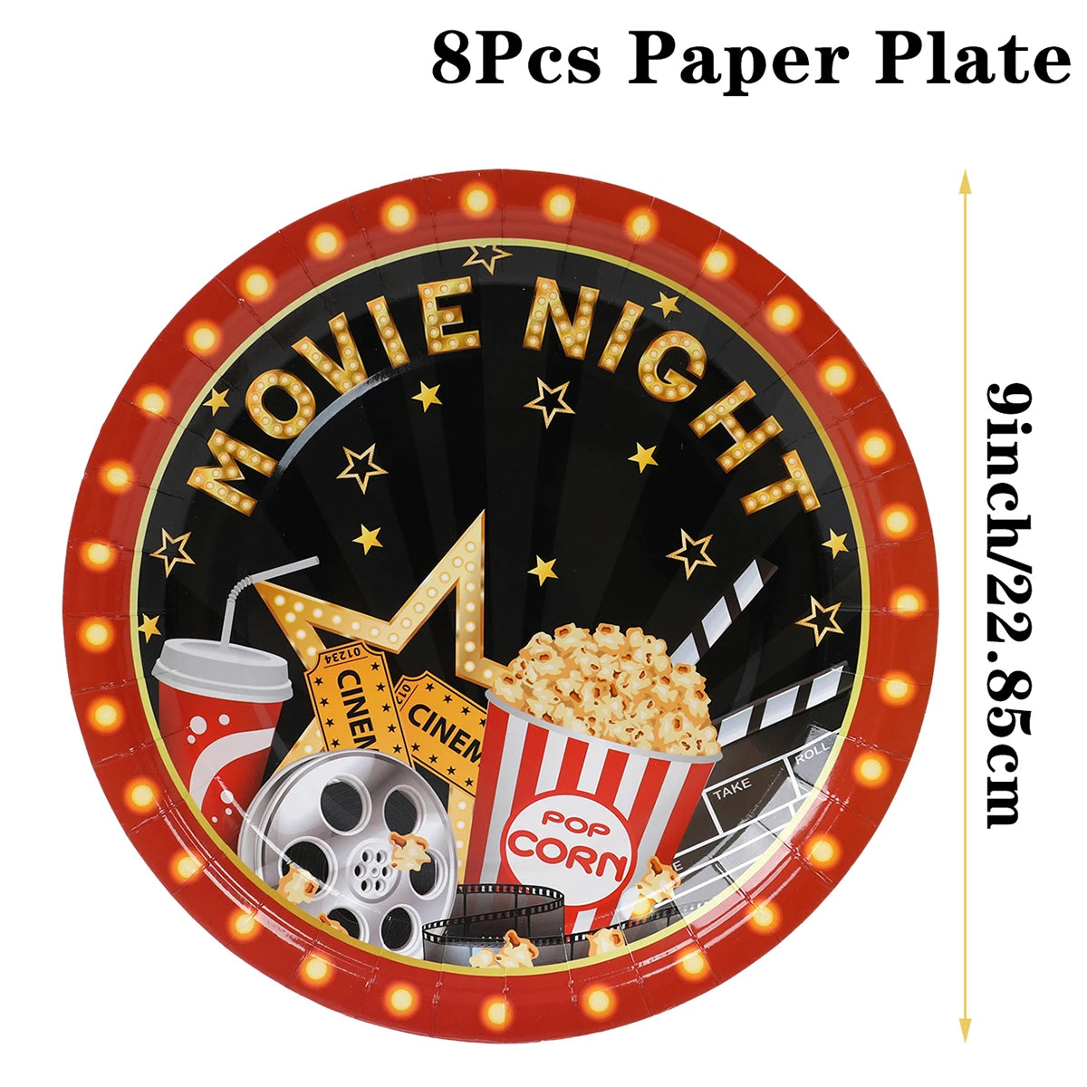 Movie Night Party Decoration Movie Party Disposable Plates Napkins Cups Tablecloth Happy Movie Night Theme Birthday Party Decor