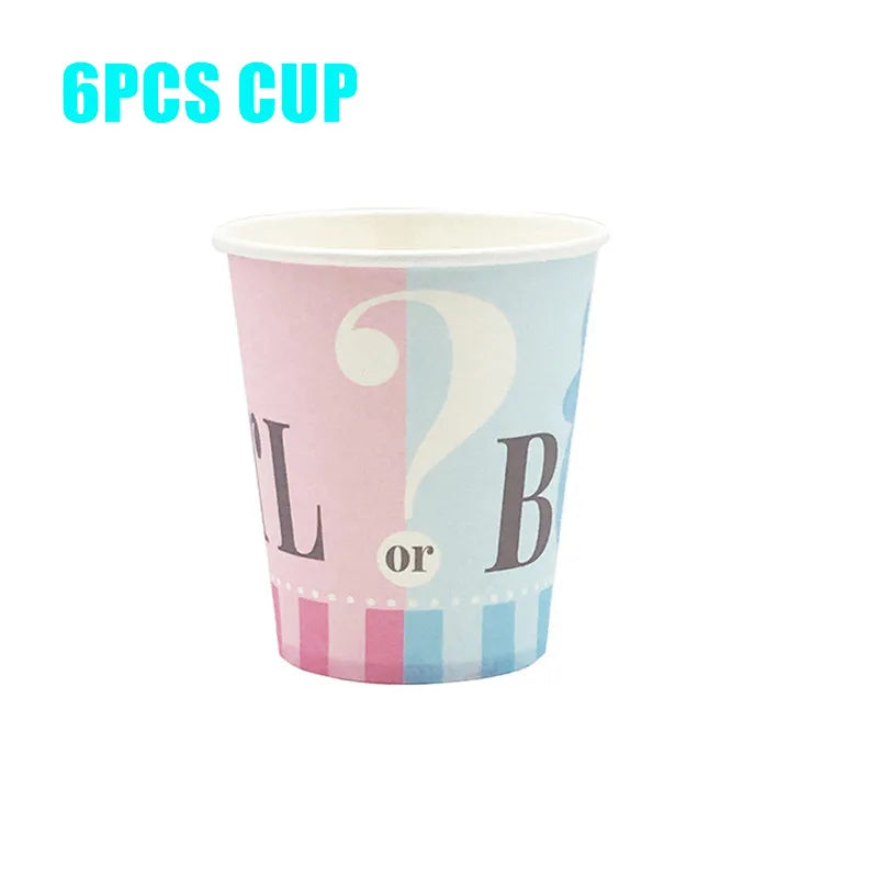 Boy Or Girl Gender Reveal Disposable Tableware Plate Cup Banner Balloons Baby Shower Gender Reveal Party Decorations