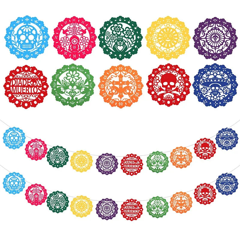 Papel Picado Paper Banners Mexican Party Decorations for Cinco de Mayo Day of The Dead Decorations Birthdays Mexican Flags