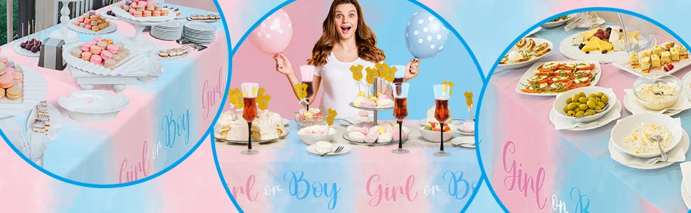 Gender Reveal Party Supplies Disposable Tablecloth Waterproof Table Cover for Boy or Girl Baby Shower Birthday Party Decorations