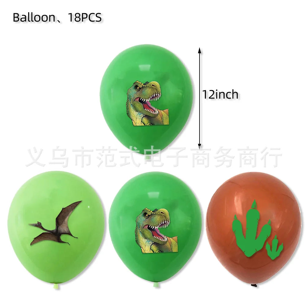 Jurassic Dinosaur Birthday Decoration Tableware Balloon Paper Cup Backdrop Tablecloth Banner Plate Birthday Party Decor Supplies