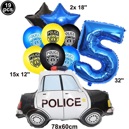 Blue Car Police Truck Foil Balloon Boys Birthday Balloons 4D Standing Balloons Baby Shower Police Themed Birthday Party Decors