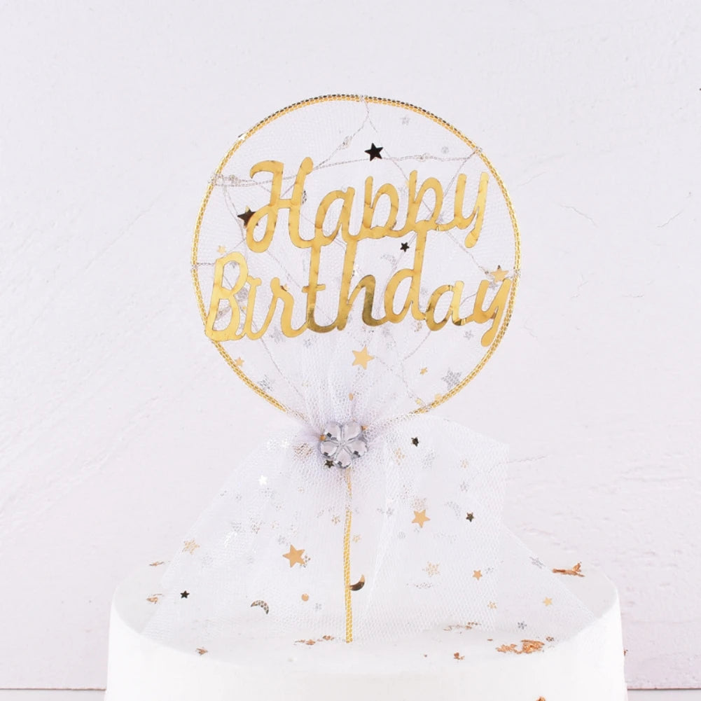 New LED Lamp Pearl Crown Cake Topper Decor Princess Party Top Topper Happy Birthday Cake Decorating Tools Gift Wedding Supplies