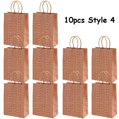 5/10pcs Valentine's Day Kraft Paper Bag Party Small Gift Packaging Bag 15x8x21cm LOVE Heart Style Gift Bag Party Favor Supplies