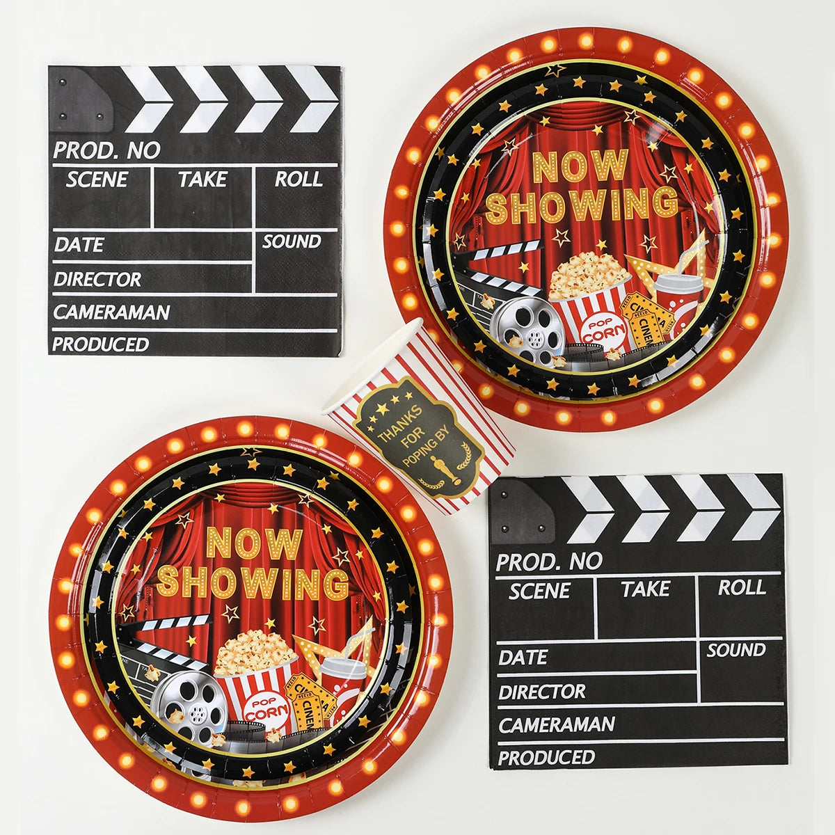 Movie Night Party Decoration Movie Party Disposable Plates Napkins Cups Tablecloth Happy Movie Night Theme Birthday Party Decor