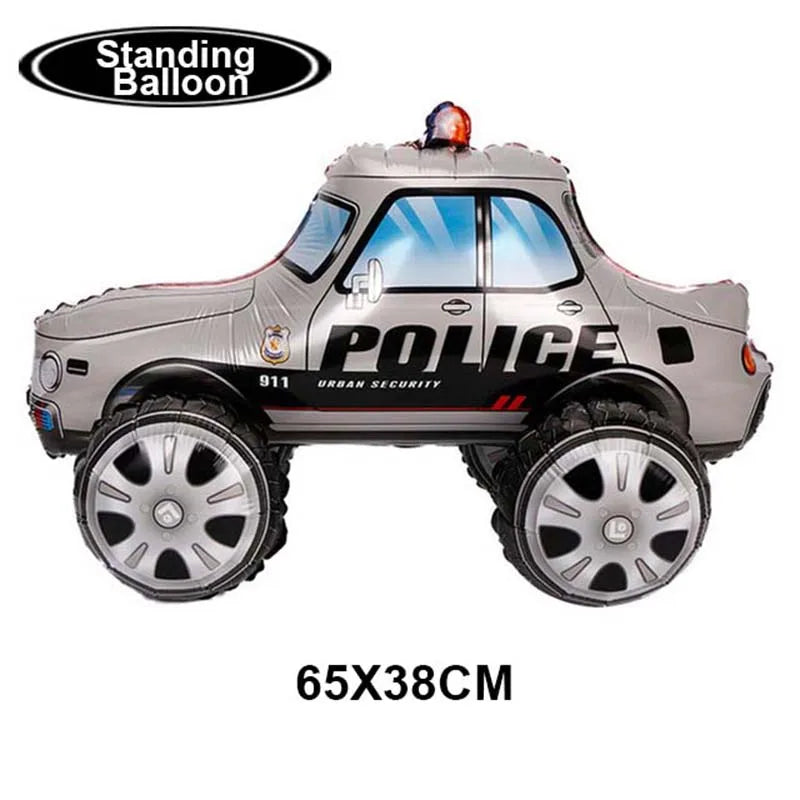 Blue Car Police Truck Foil Balloon Boys Birthday Balloons 4D Standing Balloons Baby Shower Police Themed Birthday Party Decors