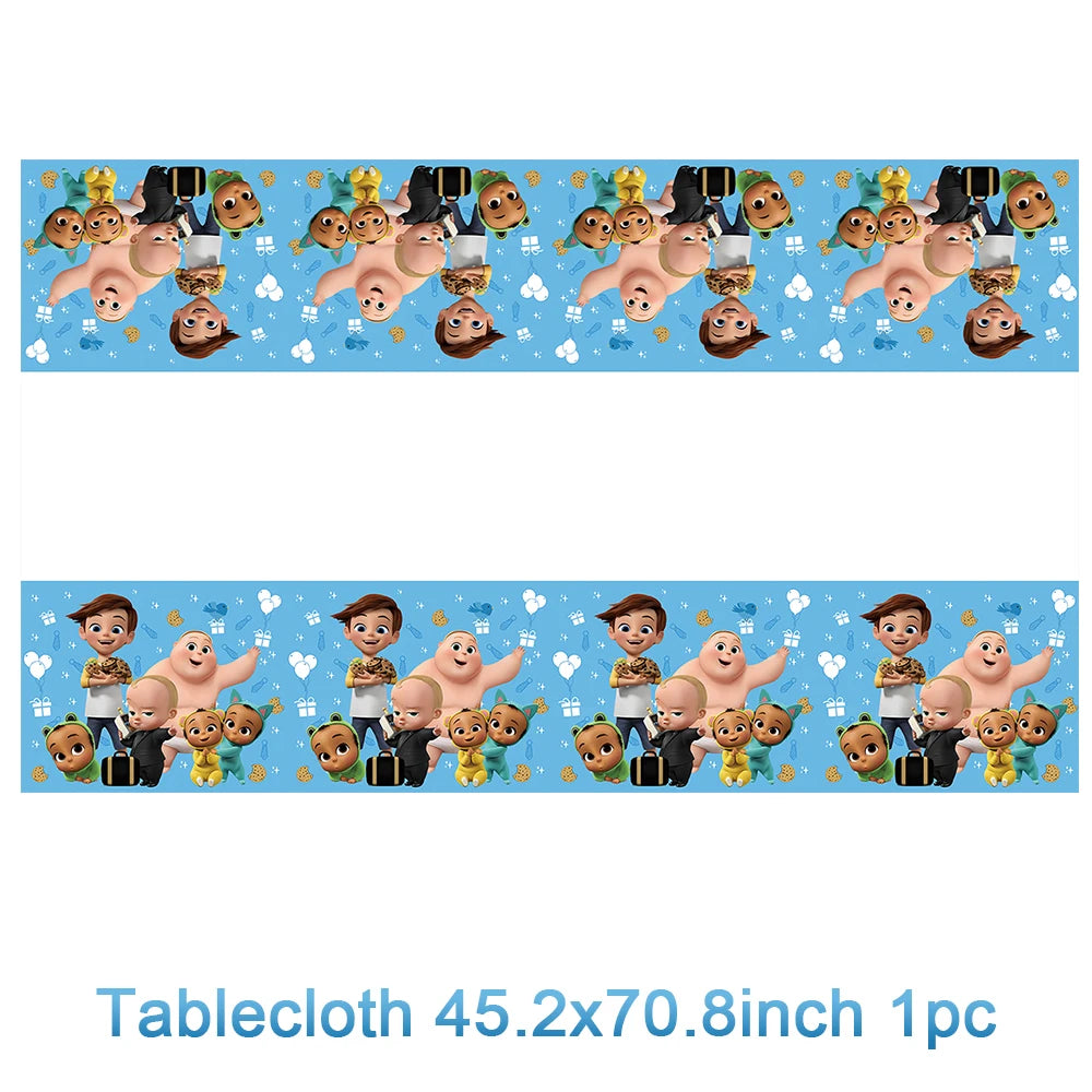 Cartoon Boss-Boys-Girls Theme Newborn 1st Birthday Party Decor Disposable Tableware Backdrop Balloons Baby Shower For Kids Gifts