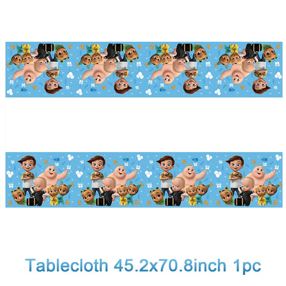 Cartoon Boss-Boys-Girls Theme Newborn 1st Birthday Party Decor Disposable Tableware Backdrop Balloons Baby Shower For Kids Gifts