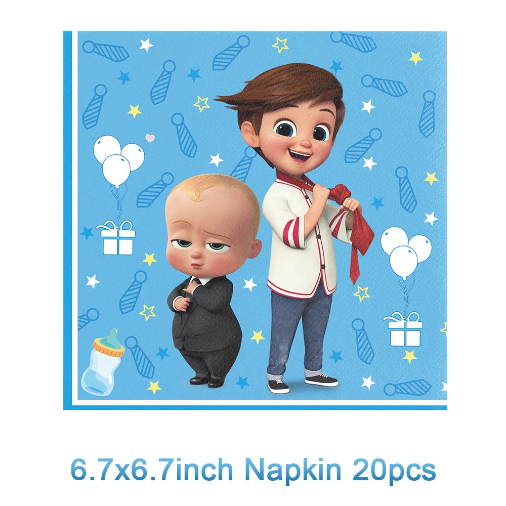Cartoon Boss-Boys-Girls Theme Newborn 1st Birthday Party Decor Disposable Tableware Backdrop Balloons Baby Shower For Kids Gifts