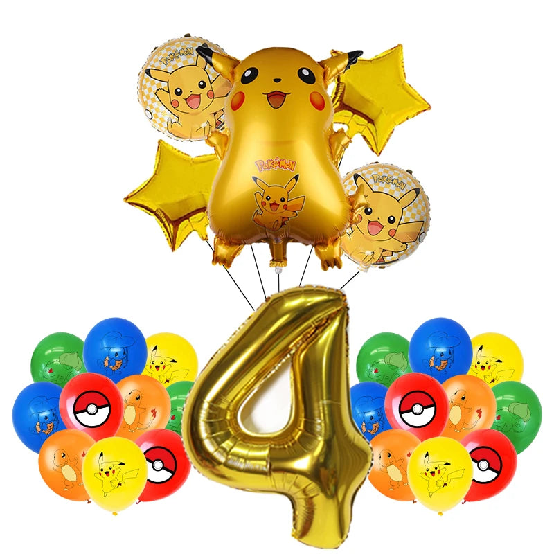 Pokemon Birthday Party Decoration New Lightning Pikachu Balloon For Kids Event Supplies Disposable Tableware Banner Backdrop