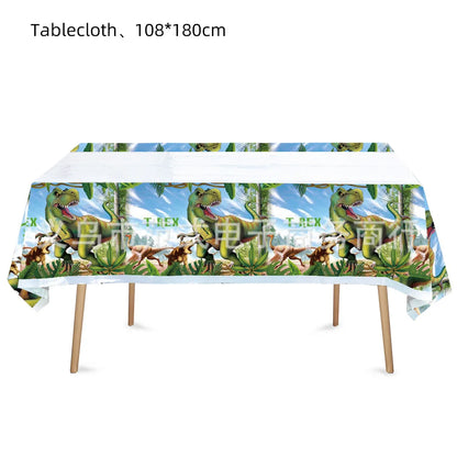 Jurassic Dinosaur Birthday Decoration Tableware Balloon Paper Cup Backdrop Tablecloth Banner Plate Birthday Party Decor Supplies