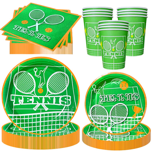 Tennis Party Decorations Tennis Tableware Paper Plates Napkins Cups for Kids Adult Sports Baby Shower Birthday Party Supplies