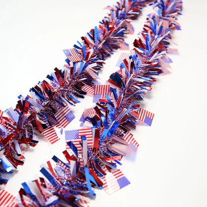 America Independence Day Decorative American Flag Tinsel Garland Banner 4th of July Party Supplies Home Wall Hanging Decoration