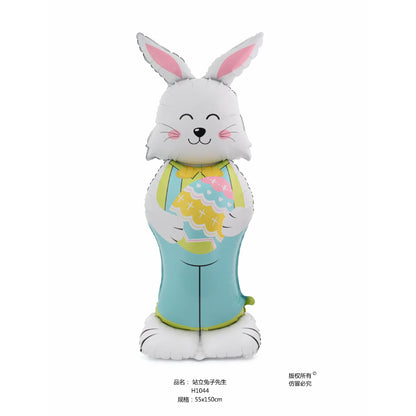 Large Easter Balloon Standing Bunny Balloon Cartoon Bunny Balloon Cute Rabbit Shaped Foil Balloons Happy Easter Party Decoration