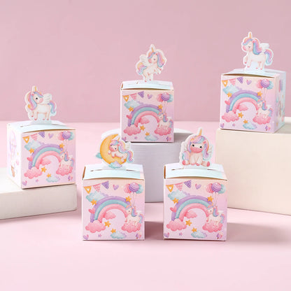 Unicorn 3D Paper Candy Boxes Gift Packing Box Unicorn Theme Party Decoration Kids Wedding Baby Shower Party Supplies Favors