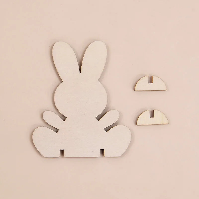 5/10/20Pcs Wooden Easter Rabbit Ornaments Kids Handmade DIY Painting Toy Gift Happy Easter Party Home Decoration Supplies 2025