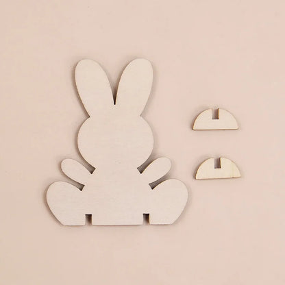 5/10/20Pcs Wooden Easter Rabbit Ornaments Kids Handmade DIY Painting Toy Gift Happy Easter Party Home Decoration Supplies 2025