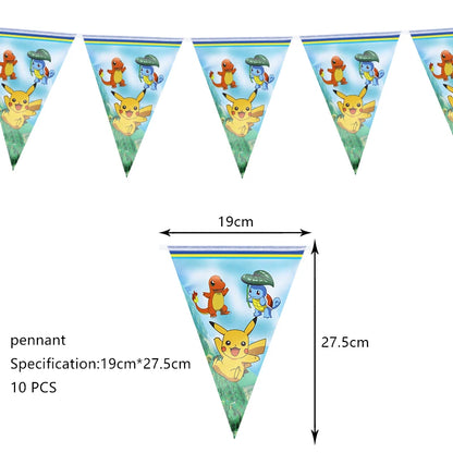 Pokemon Birthday Party Decoration New Lightning Pikachu Balloon For Kids Event Supplies Disposable Tableware Banner Backdrop