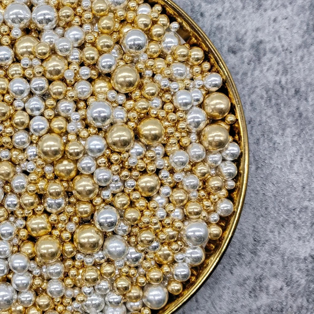 85g Golden Beads Cake Topper for Birthday Wedding Valentine's Day Party DIY Cake Decoration Not Edible for Decoration Only