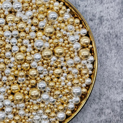85g Golden Beads Cake Topper for Birthday Wedding Valentine's Day Party DIY Cake Decoration Not Edible for Decoration Only