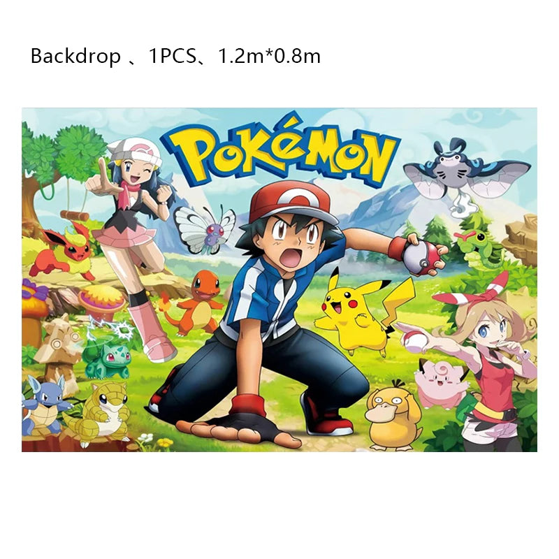 Pokemon Birthday Party Decoration New Lightning Pikachu Balloon For Kids Event Supplies Disposable Tableware Banner Backdrop