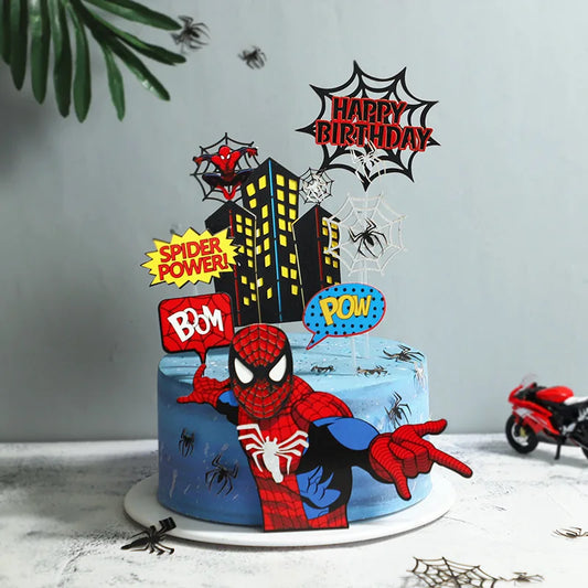 Spiderman Cake Toppers Superhero Birthday Cake Decorations CupCake Topppers Ornaments for Kids Boys Baby Shower Supplies Gifts