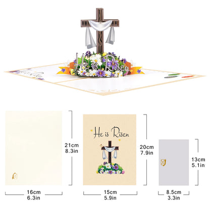 Happy Easter Pop Up Card - 3D Bunny Egg Flowers Basket Greeting Card for Easter