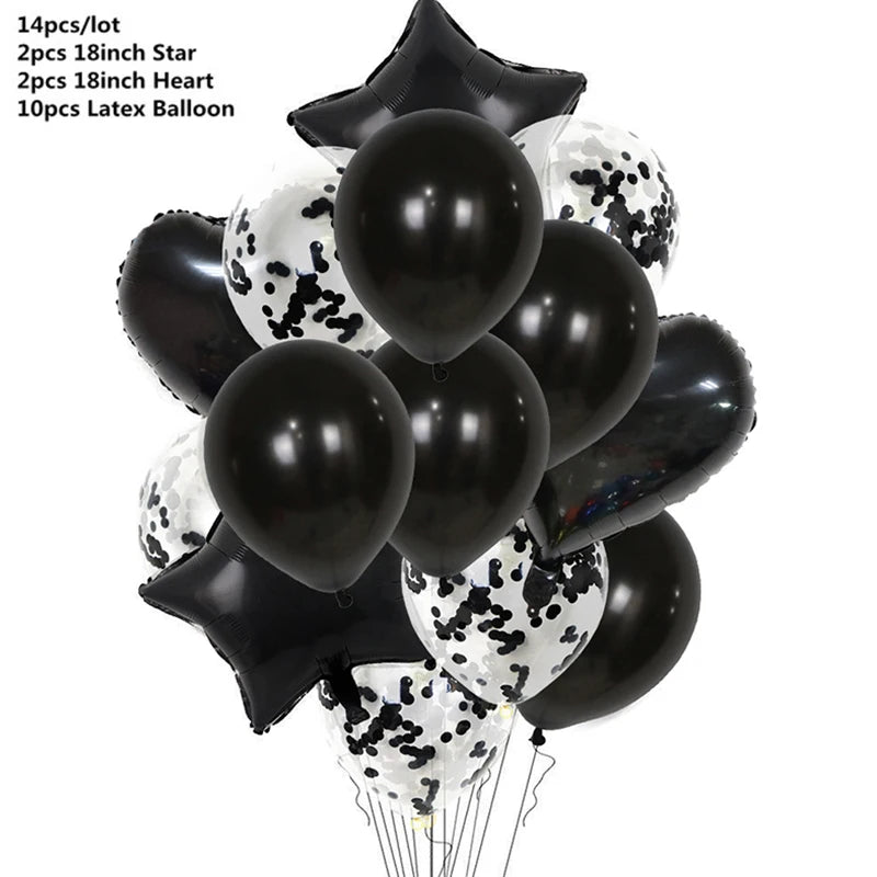 14pcs Rose Gold Mix Star Heart Confetti Latex Balloons Birthday Party Decorations Kids Adult Wedding Anniversary Globos Supplies