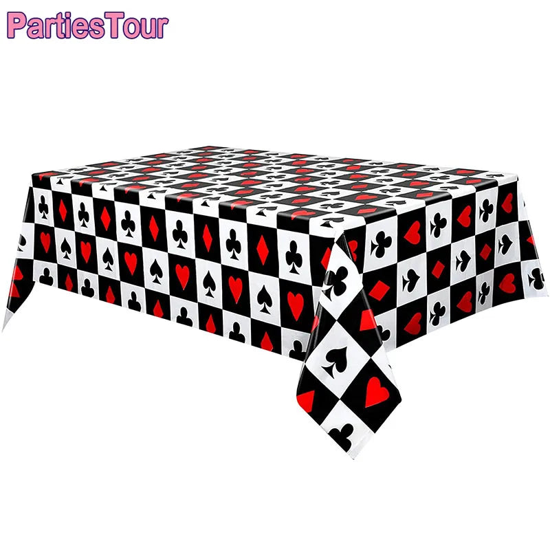 Las Vegas Theme Casino Backdrop Hanging decor Garland Banner Poker tablecloth table cover Casino Night Poker Party Decorations