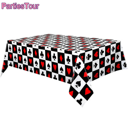 Las Vegas Theme Casino Backdrop Hanging decor Garland Banner Poker tablecloth table cover Casino Night Poker Party Decorations