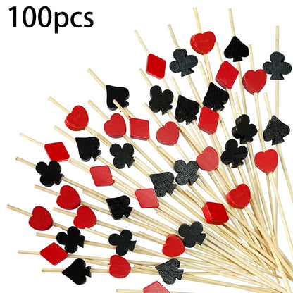Casino Birthday Decorations Cocktail Toothpicks for Las Vegas Theme Party Supplies Poker Games Night Decor