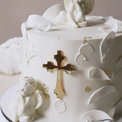 Gold Peace Dove Cross Cake Toppers Holy Communion Baptist Party Decorative Cake Insert for The First Communion Party Supplies