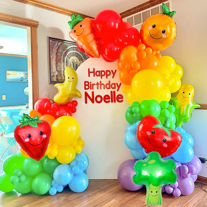 1/7pcs Strawberry Broccoli Corn Banana Tomato Orange Carrot Balloons Suitable for Birthday, Baptism, Summer Party, Fruit Theme