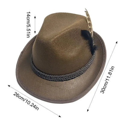 Alpine Hats with Feather Soft Oktoberfest German Hats for Adults Fashionable Alpine Hat for Cosplay Holiday Party Carnival
