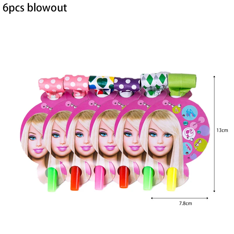 MINISO Barbie Birthday Party Decorations Tableware Paper Cups Plates Napkins Balloons Banner Backdrop Pink Baby Shower Supplies