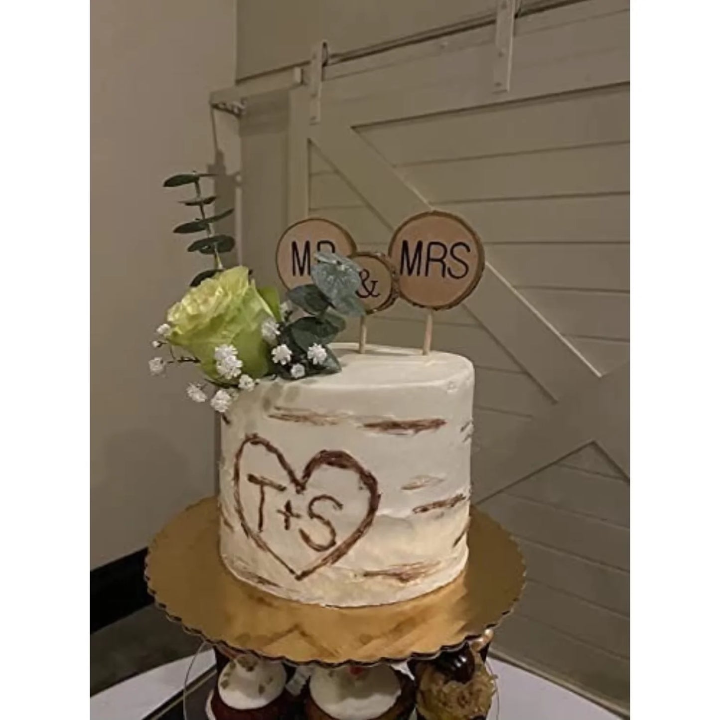 3 Pcs Premium Wedding Cake Toppers, Mr and Mrs Cake Topper, Rustic Wedding Decoration, Wedding Cake Topper for Wedding