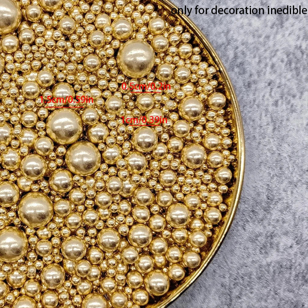 85g Golden Beads Cake Topper for Birthday Wedding Valentine's Day Party DIY Cake Decoration Not Edible for Decoration Only